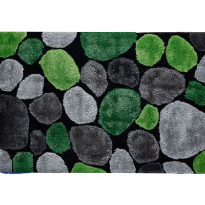 Koberec, zelená / šedá / černá, 170x240, PEBBLE TYP 1