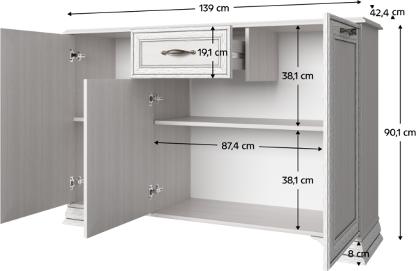 Komoda TIFFY 3D1S, woodline krém