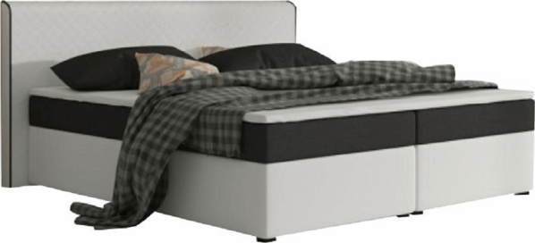 Komfortní postel NOVARA KOMFORT, černá látka / bílá ekokůže, 160x200 cm