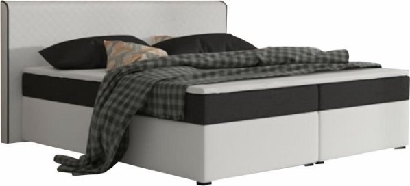 Komfortní postel NOVARA MEGAKOMFORT, černá látka / bílá ekokůže, 160x200 cm