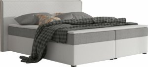 Komfortní postel NOVARA MEGAKOMFORT VISCO, šedá látka / bílá ekokůže, 160x200 cm