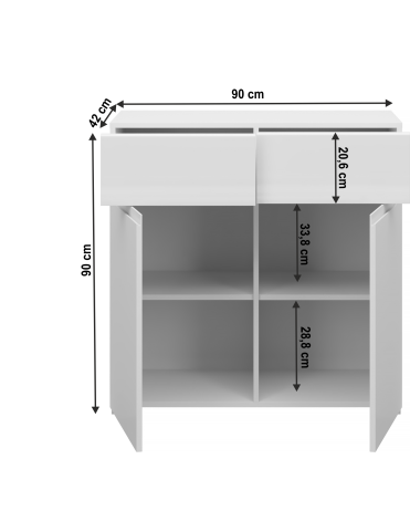 Komoda JOLK 2D2S, bílá/bílý vysoký lesk HG