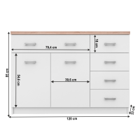 Moderní komoda TOPTY 2D5S, bílá / dub sonoma