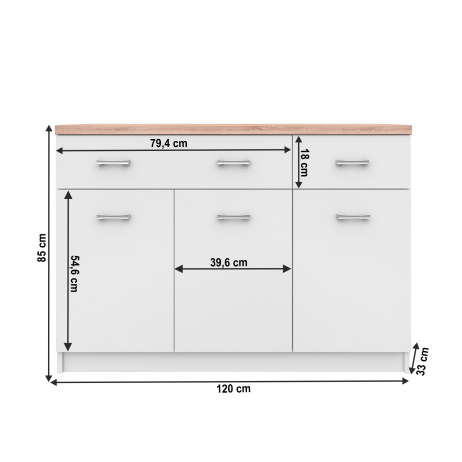 Moderní komoda TOPTY 3D2S, bílá / dub sonoma