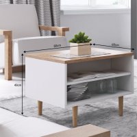 Konferenční stolek, bílá / buk pískový Laveli LL60