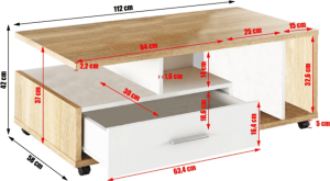 Konferenční stolek DECHEN, bílá/dub sonoma