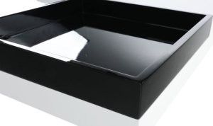Konferenční stolek, bílá extra vysoký lesk HG/černá lesk, ELIOT