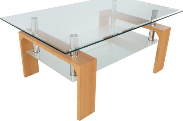 Konferenční stolek, sklo/buk, LIBOR