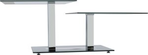 Konferenční stolek, ocel/sklo, GABRIEL