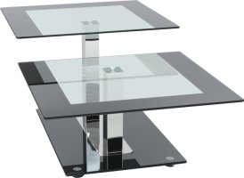 Konferenční stolek, ocel/sklo, GABRIEL