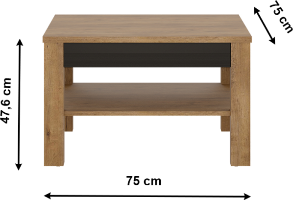Konferenční stolek, dub lefkas tmavý / černý mat, LUCITA HAVT01