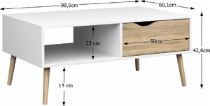 Retro konferenční stolek OSLO 75384, dub sonoma / bílá