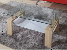 Konferenční stolek, sklo/dub sonoma, LIBOR