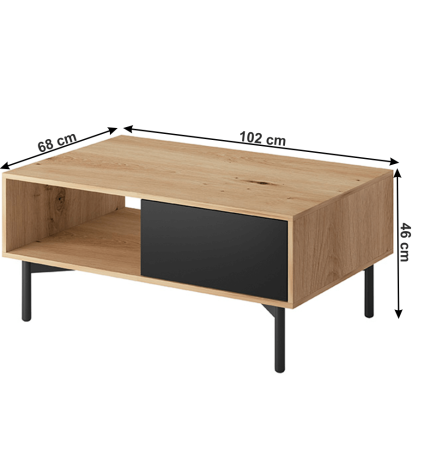 Konferenční stolek FL 102, dub artisan/černá, FORSO