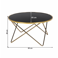 Konferenční stolek ROSALO, gold chrom zlatá/černá