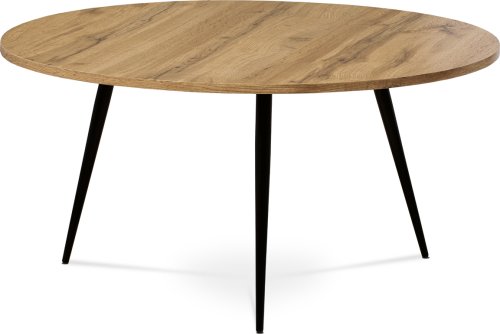 Konferenční stolek, MDF, dekor divoký dub, kov, černý lak