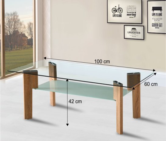 Konferenční stolek ADELO, dub sonoma + sklo