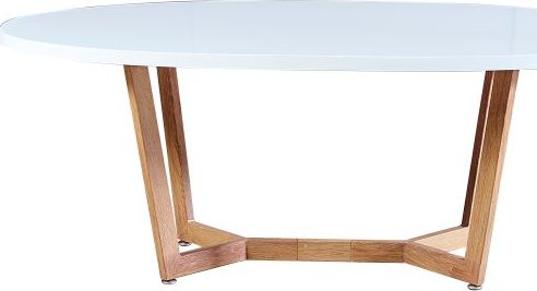 Konferenční stolek, MDF / kov, bílá HG / dub sonoma, Glosy