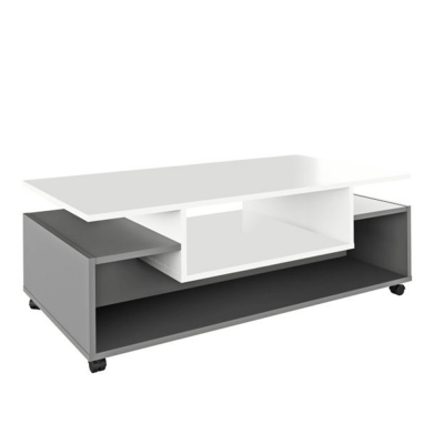 Konferenční stolek na kolečkách DALEN, bílá / grafit