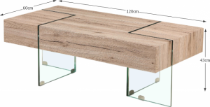 Konferenční stolek PROSPER, tvrzené sklo / MDF