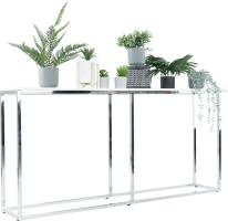 Konzolový stolek v industriálním stylu, bílá / chrom, Kornis