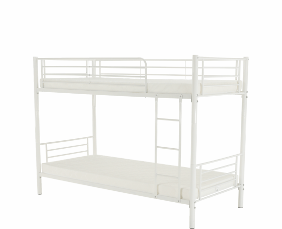 Kovová patrová rozložitelná postel, bílá, 90x200, Jamila