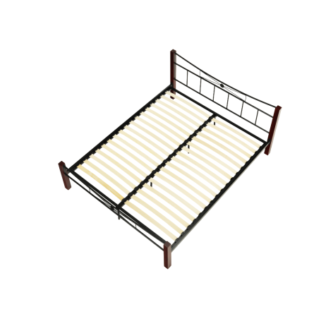 Manželská postel PAULA, dřevo ořech/černý kov, 140x200