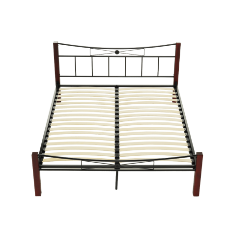 Manželská postel PAULA, dřevo ořech/černý kov, 160x200
