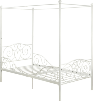 Kovová postel ADELISA s nebesy, bílá, 90x200