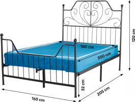 Kovová postel RAJANA s roštem, černá, 160x200