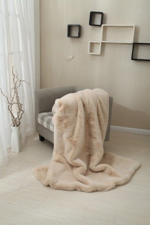 Kožešinová deka, béžová, 150x180, RABITA TYP 2