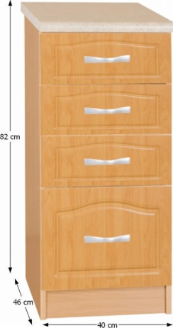 Kuchyňská skříňka LORA MDF NEW KLASIK S40SZ4, olše