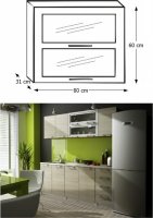 Kuchyňská skříňka IRYS NEW G2W-80, stříbrné orámování/sklo