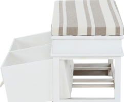 Dřevěná lavice s polštářem SEAT BENCH 1 NEW, bílá