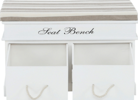 Dřevěná lavice s polštářem SEAT BENCH 1 NEW, bílá