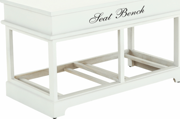 Dřevěná lavice s polštářem SEAT BENCH 2 NEW, šedá, bílá