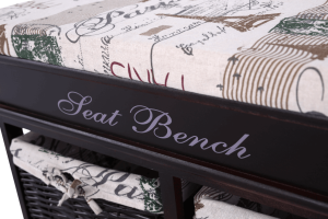 Dřevěná lavice s polštářem SEAT BENCH 3 NEW, tmavěhnědá/béžová