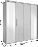 Ložnicová sestava (postel + 2x noční stolek + skříň), šedý beton, ALDEN
