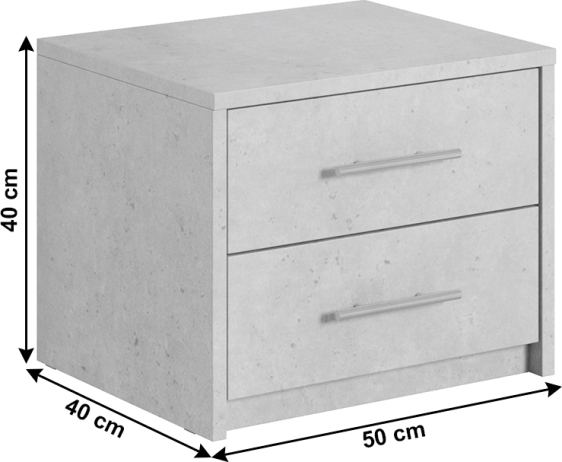 Ložnicová sestava (postel + 2x noční stolek + skříň), šedý beton, ALDEN