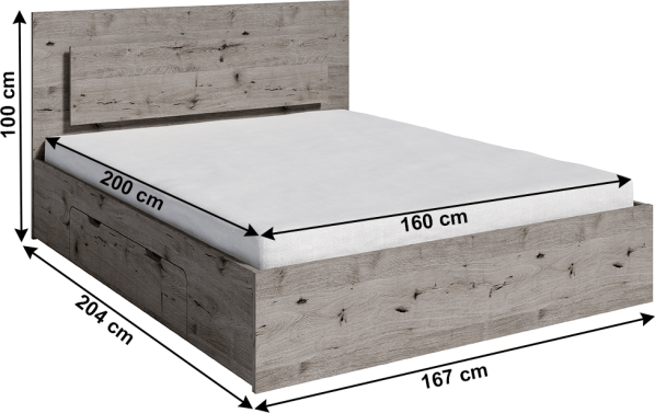 Ložnicová sestava (skříň / postel / 2ks noční stolek), dub Welington, TOGOS