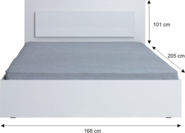 Ložnicový komplet ASIENA (skříň 208+postel+2x noční stolek), bílá / vysoký bílý lesk HG