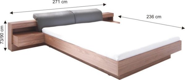 Ložnicový komplet REKATO (skříň + postel 160x200 se 2 nočními stolky), ořech / grafit
