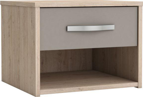 Ložnicový komplet GRAPHIC (skříň + postel + 2x noční stolek), dub arizona / šedá