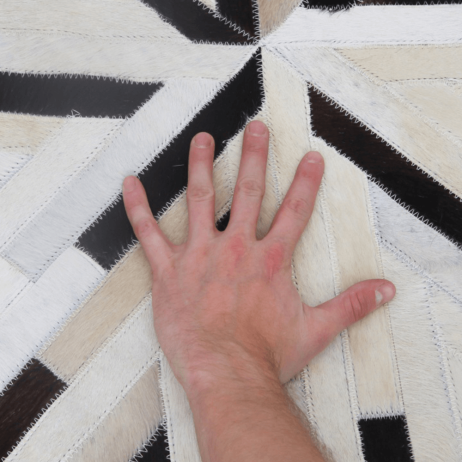 Luxusní kulatý koberec KŮŽE Typ8, patchwork, 200x200 cm