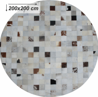 Luxusní kulatý koberec KŮŽE Typ10, patchwork, 200x200 cm