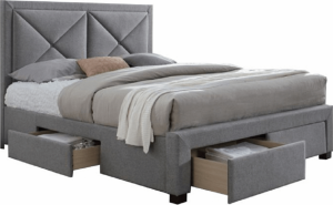 Luxusní postel s úložným prostorem XADRA, 180x200 cm, látka šedý melír