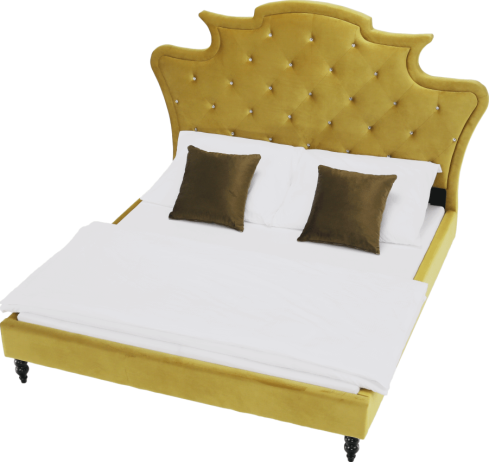 Luxusní postel REINA, zlatá Velvet látka, 160x200