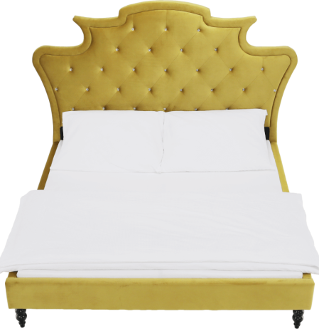 Luxusní postel REINA, zlatá Velvet látka, 180x200