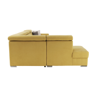 Luxusní sedací souprava MARIETA U, žlutá / hnědé polštářky, levá