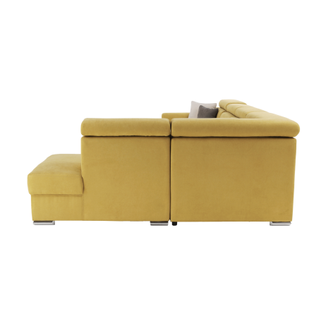 Luxusní sedací souprava MARIETA U, žlutá / hnědé polštářky, pravá